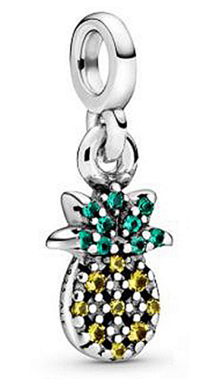 Charm colgante piña pavé amarillo y hojas verdes Pandora