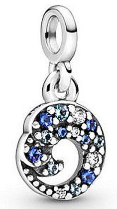 [ME-189] Charm colgante ola pavé azul y blanco Pandora