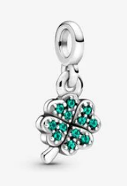 [ME-190] Charm colgante trébol de cuatro hojas circonias verdes Pandora