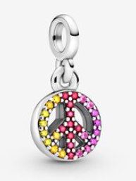 [ME-191] Charm colgante símbolo de paz pavé multicolor Pandora