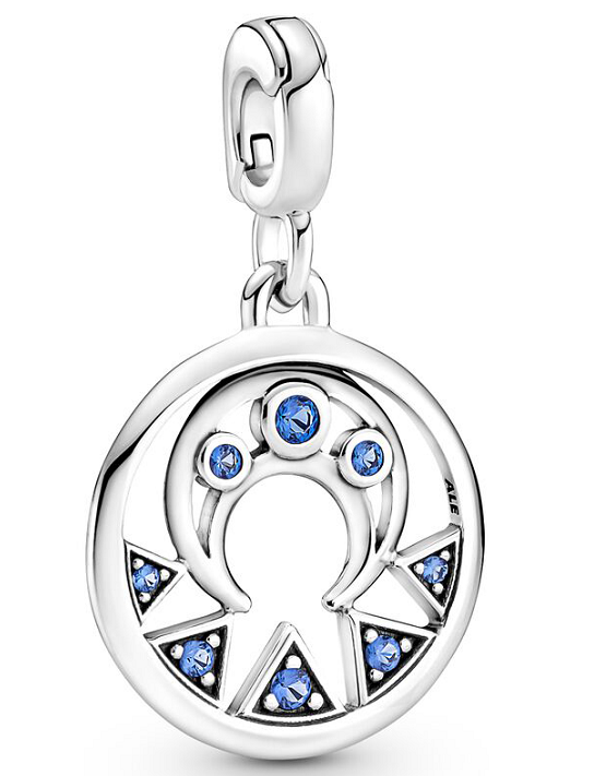[ME-193] Charm colgante medallón arco azul con triángulos esmaltados Pandora