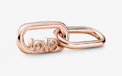 [ME-197] Charm colgante doble aro oro rosa con palabra Love Pandora