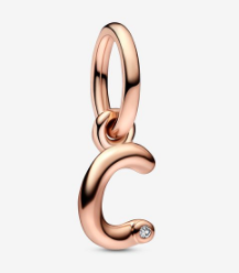 [ME-211] Charm colgante letra C circonia baño oro rosa Pandora