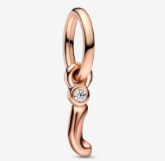 [ME-213] Charm colgante inicial cursiva circonia oro rosa Pandora