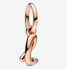 [ME-214] Charm colgante inicial cursiva doble curva oro rosa Pandora