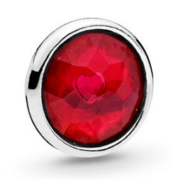 [792175SRU] Charm Pandora gota cristal rojo rubí con corazón